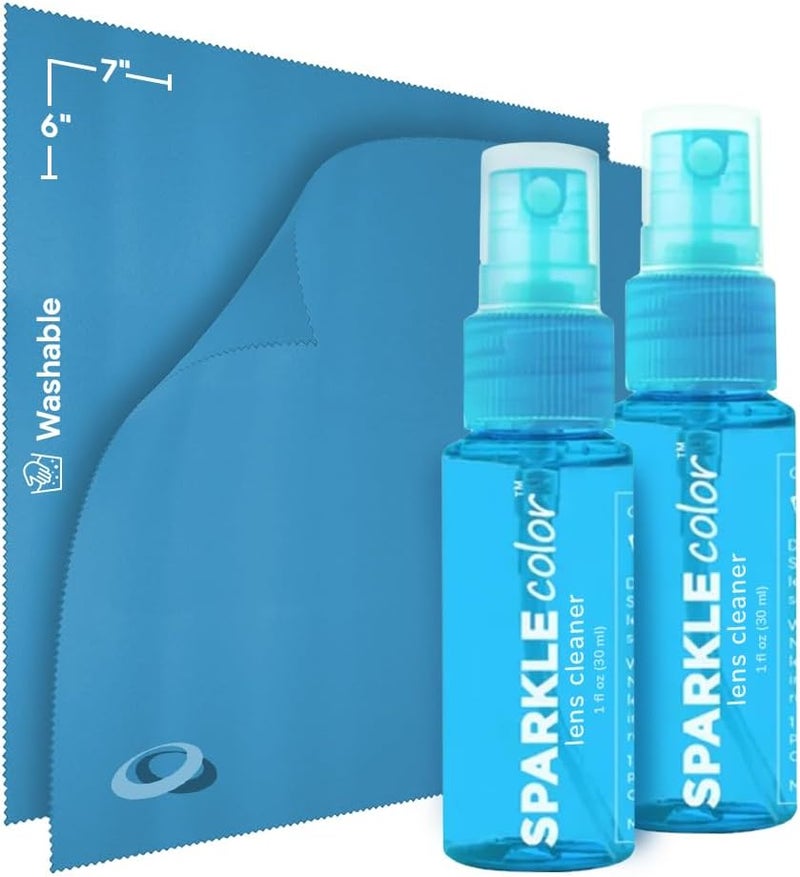 OPTIPAK Sparkle Anti-Reflective Safe Lens Cleaner Spray Kit - (2) 1oz Glasses Cleaner Bottle & (2) Microfiber Cloth for Eyeglasses, Sunglasses, Lenses, Screens and Camera Cleaning Kit (4 Piece Set) - Image 1